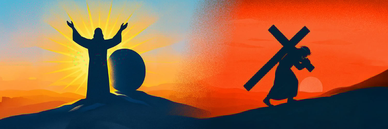 Encuentra la alegría permanente en la historia de la Pascua Jesus and the Cross